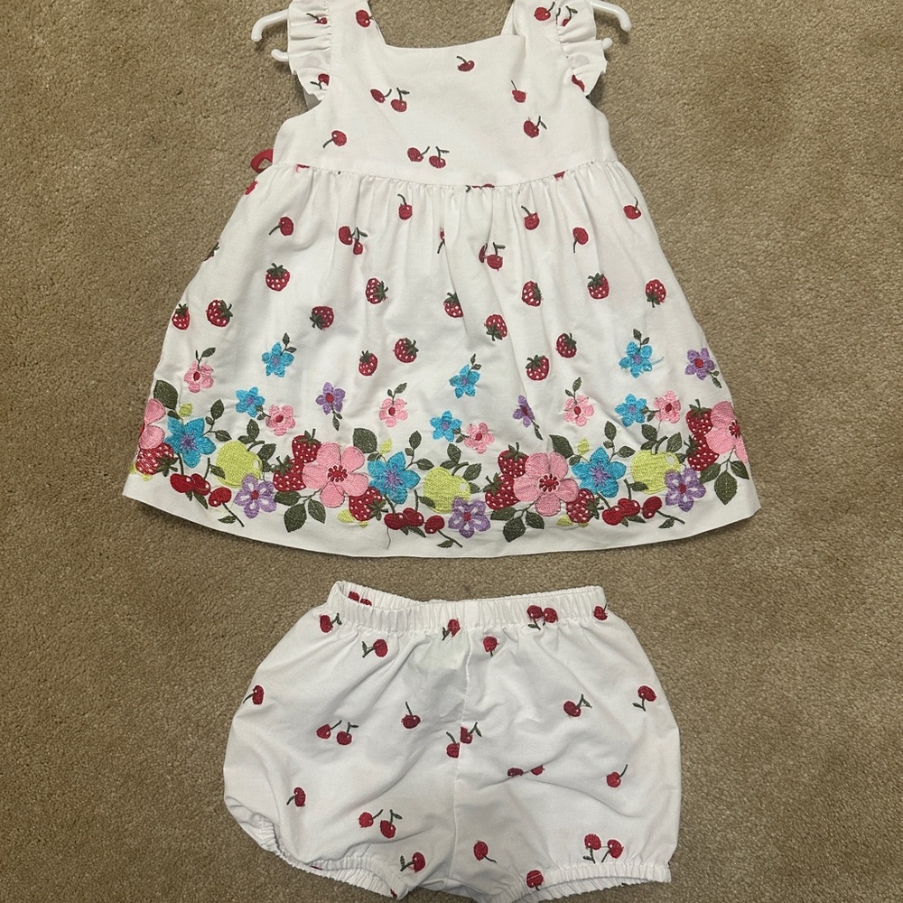 Florence Eiseman White and Red Cherry Dress